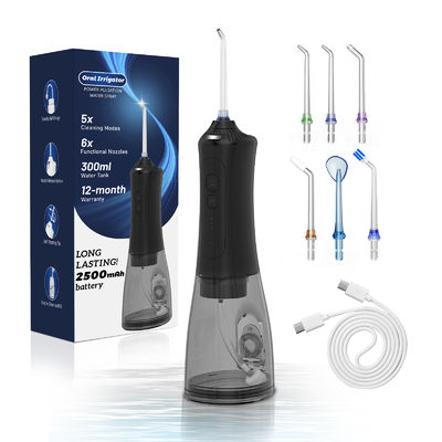 Water Dental Flosser Cordless Teeth Cleaner IPX7 Waterproof 6 Tips 5 Modes 5 Intensities