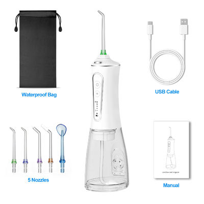 Rechargeable High Pressure 300ml Facial Care Electric Oral Irrigator OEM ODM White ABS TYPE-C